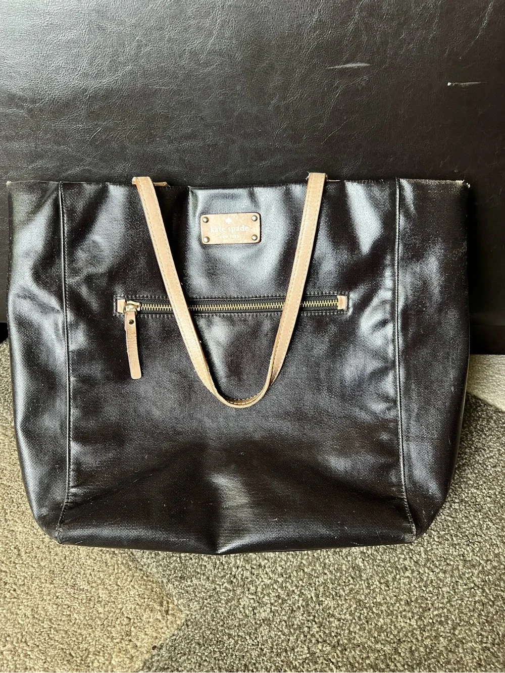 KATE SPADE NEW YORK KERRYN FULTON STREET PATENT LEATHER LARGE SHOPPERS TOTE